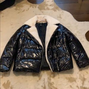 Faux Patent leather puffer